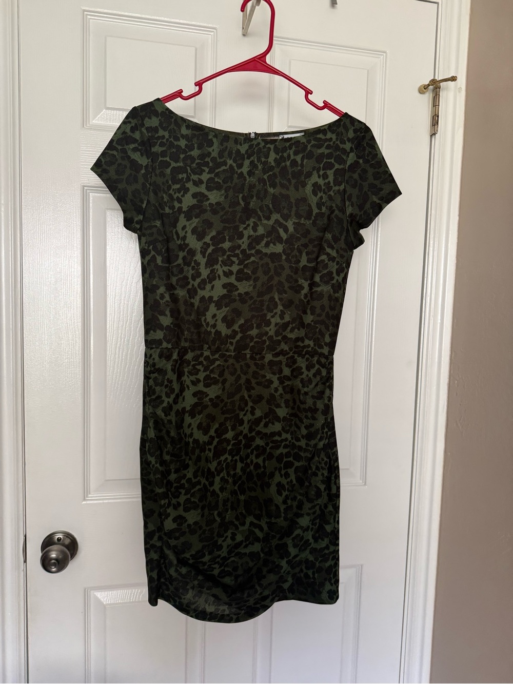 Olive Green Leopard Print Sheath Dress